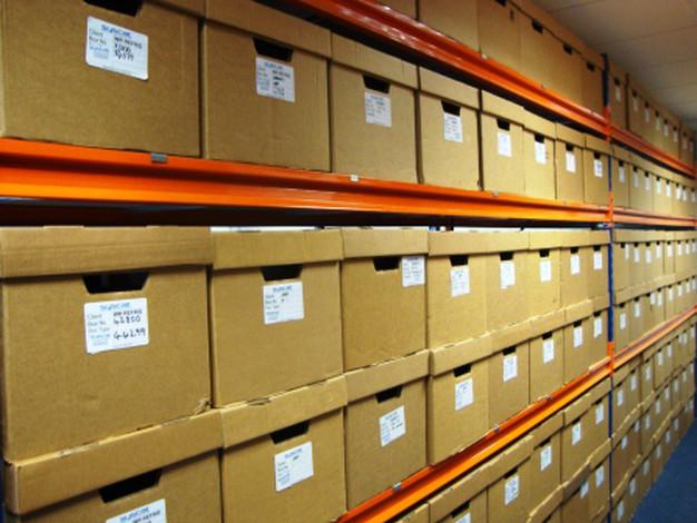 document boxes in a storage facility