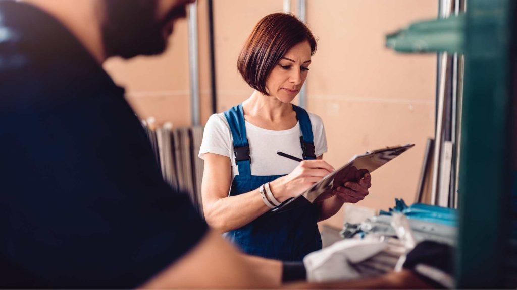 lady managing self storage inventory