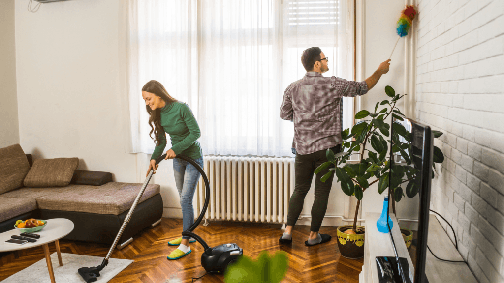 couple cleaning home 2