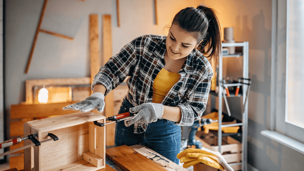 lady building diy box