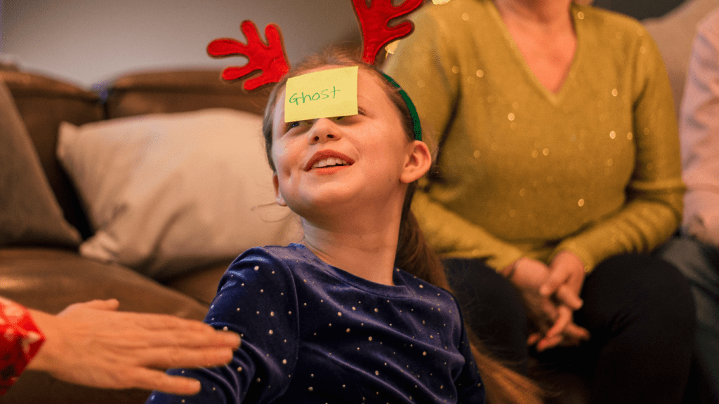 girl with sticker on head