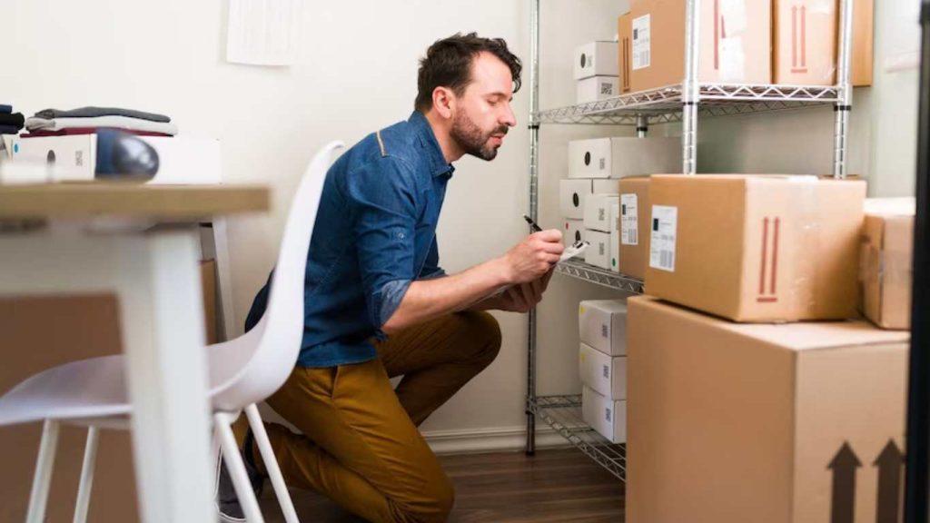 man doing stock check