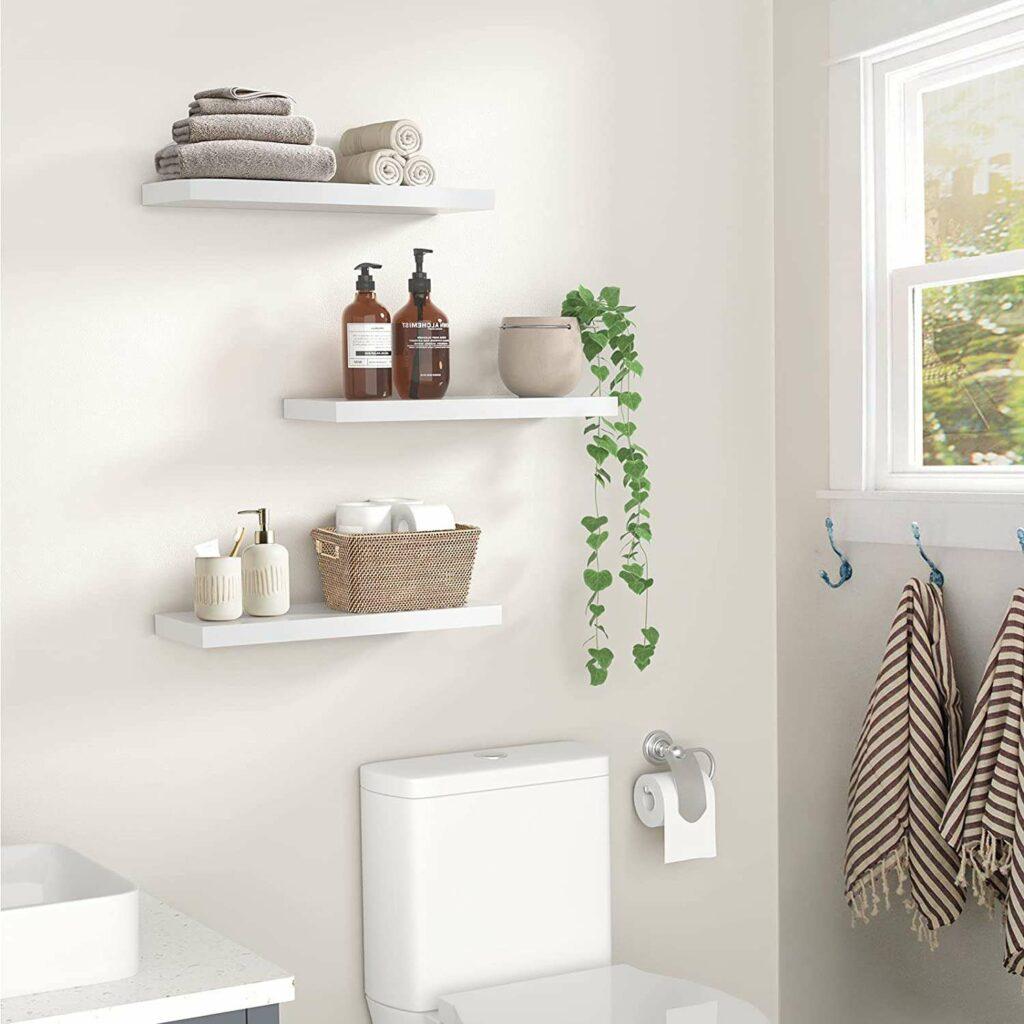 shelves in bathroom