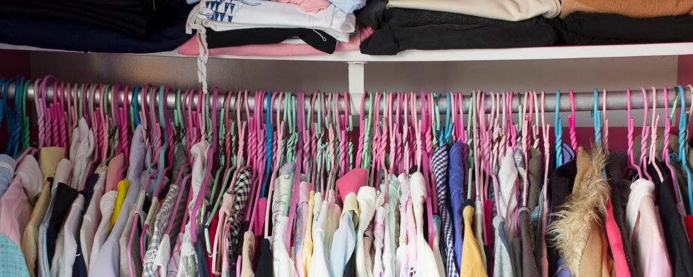Hanging closets full of items to free up space