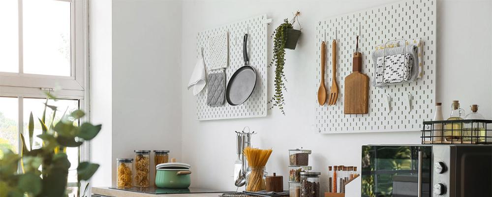 Pegboards being used to organise items around the house