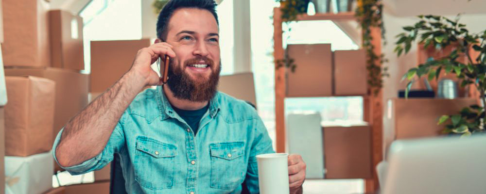 Man chatting with a client