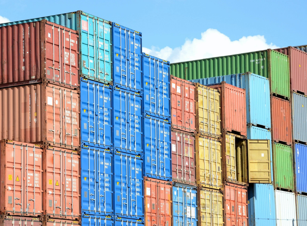 Stacked up shipping container storage