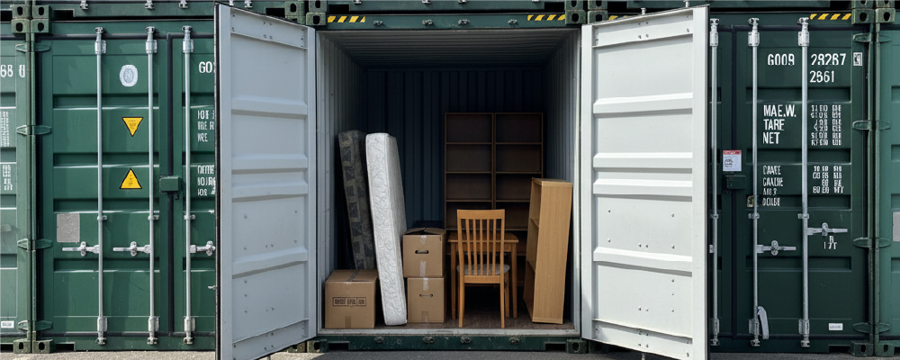 A neatly packed container storage unit in Louth