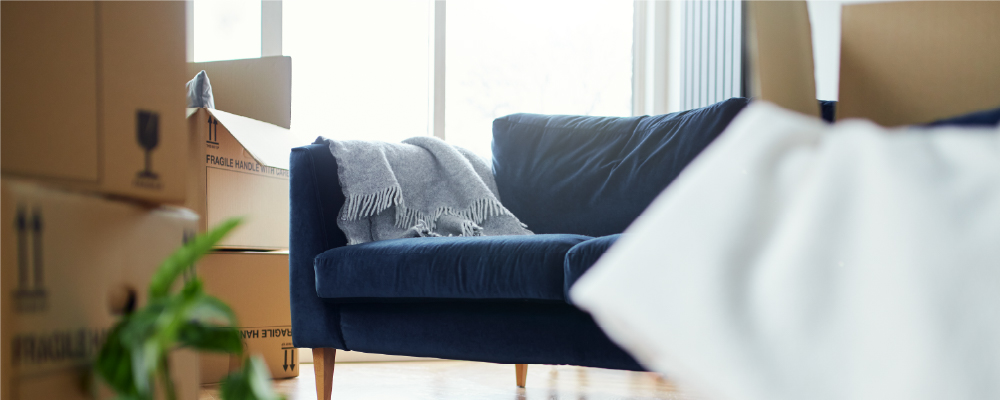 The-interior-of-a-one-bedroom-flat-that-is-being-packed-for-storage