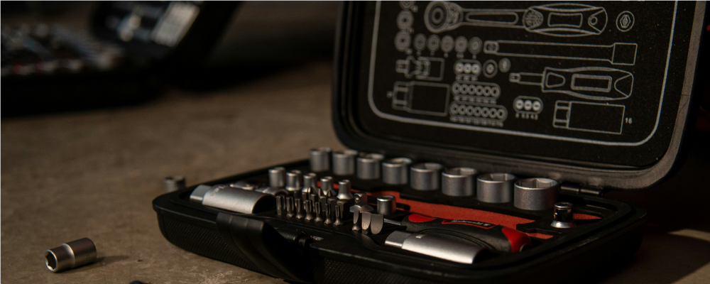 A box of tools ready to be placed into a self storage unit