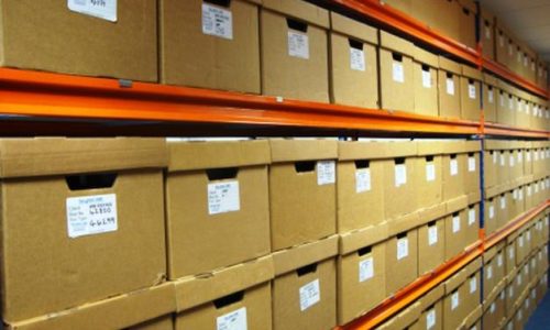 document boxes in a storage facility