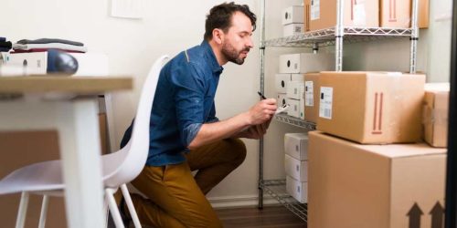 man doing stock check