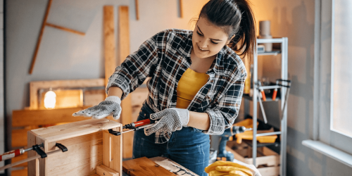 lady building diy box