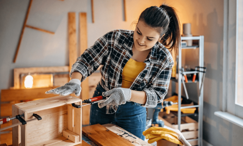 lady building diy box