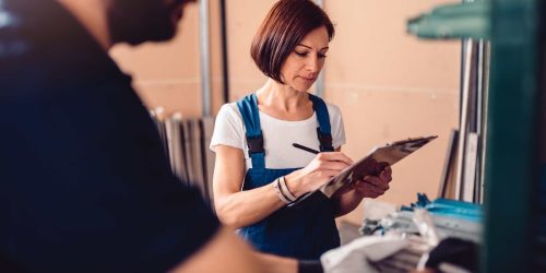 lady managing self storage inventory